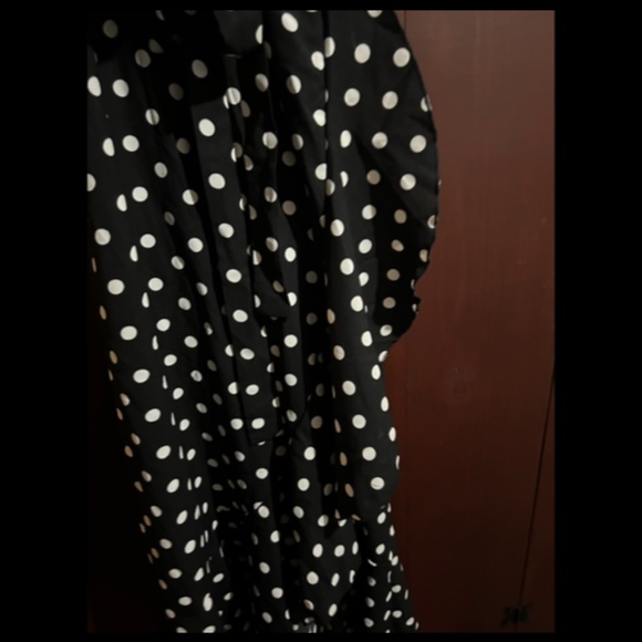Dokuritu Polka Dot Midi Ruffled Wrap Dress Black/White Size L - NWT - Picture 7 of 16